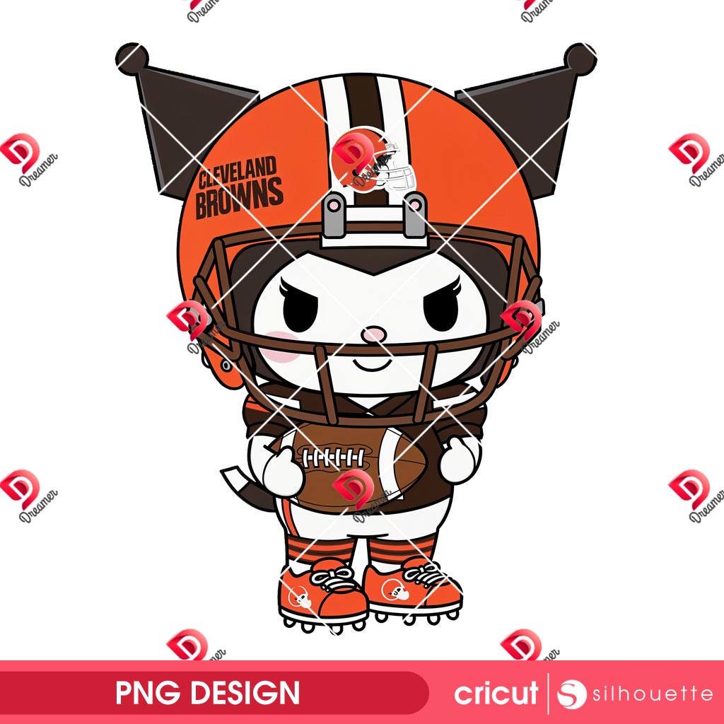 Bundle Cleveland Browns NFL PNG, Football Browns Cartoon Characters Bundle PNG 6 Kuromi Cleveland Browns Player PNG, Kuromi NFL Football Cleveland Browns PNG