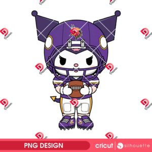 Bundle Minnesota Vikings NFL PNG, Football Vikings Cartoon Characters Bundle PNG 32 Kuromi Minnesota Vikings Player PNG, Kuromi NFL Football Vikings PNG