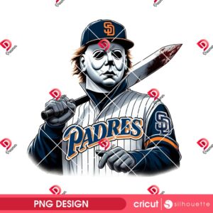 Michael Myers SD Padres Baseball PNG, Horror Myers Killer San Diego Padres Sport PNG