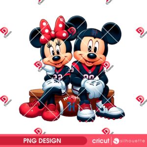 Minnie And Mickey Texans NFL Football PNG, Couple Disney Mouse Football Houston Texans PNG