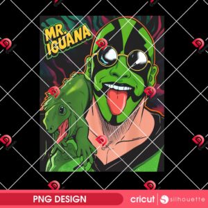 Mr Iguana Tongue Out PNG, Funny Lizard Wrestler Mr Iguana PNG