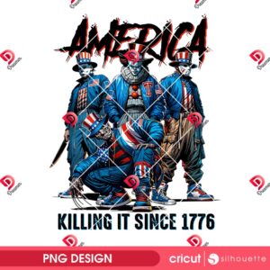 Retro Horror Killers America 04th Of July PNG, Horror Independence Day PNG