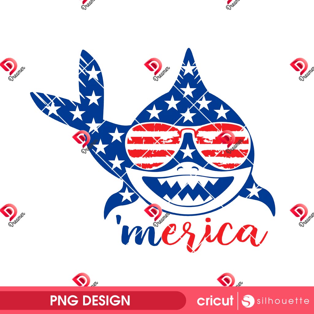 Shark Merica PNG, Patriotic 4th Of July Shark PNG 2 Shark Merica PNG, Patriotic 4th Of July Shark PNG