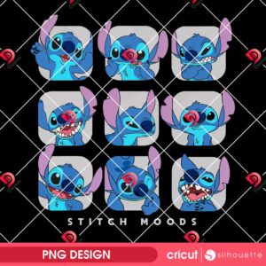 Stitch Moods PNG, Stitch Emotion PNG Design, Funny Disney Lilo Stitch Lover PNG