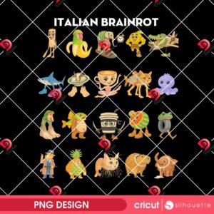 Tung Tung Tung Sahur PNG, Italian Brainrot Meme PNG Design, Brainrot All Characters PNG Design