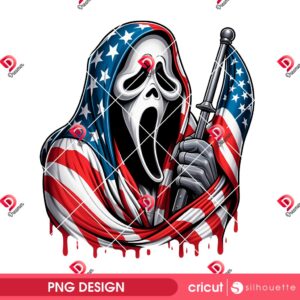 America Ghostface Scream PNG, Funny Horror Characters 4th Of July PNG