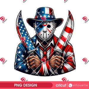 America Jason Voorhees PNG, Funny Horror Characters 4th Of July PNG