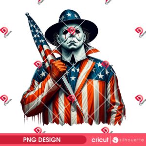 America Michael Myers PNG, Funny Horror Characters 4th Of July PNG