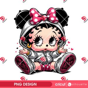 Baby Betty Boop Minnie Mouse PNG, Cute Betty Boop Wearing Disney Minnie Outfit PNG, Minnie Mouse Hoodie PNG