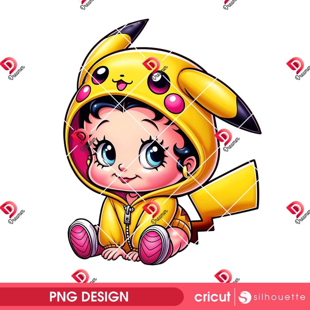 Baby Betty Boop Pikachu PNG, Betty Boop Wearing Pokemon Outfit PNG 1 Baby Betty Boop Pikachu PNG, Betty Boop Wearing Pokemon Outfit PNG