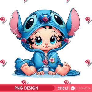 Baby Betty Boop Stitch PNG, Cute Betty Boop Wearing Disney Stitch Outfit PNG, Stitch Hoodie PNG