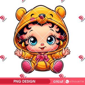 Baby Betty Boop Winnie The Pooh PNG, Cute Betty Wearing Pooh Hoodie Outfit PNG