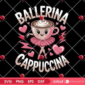 Ballerina Cappuccina SVG PNG, Italian Brainrot Meme SVG PNG
