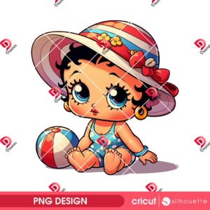 Betty Boop Beach Baby PNG, Cute Betty Boop Summer PNG, Swimsuit Baby Cartoon PNG