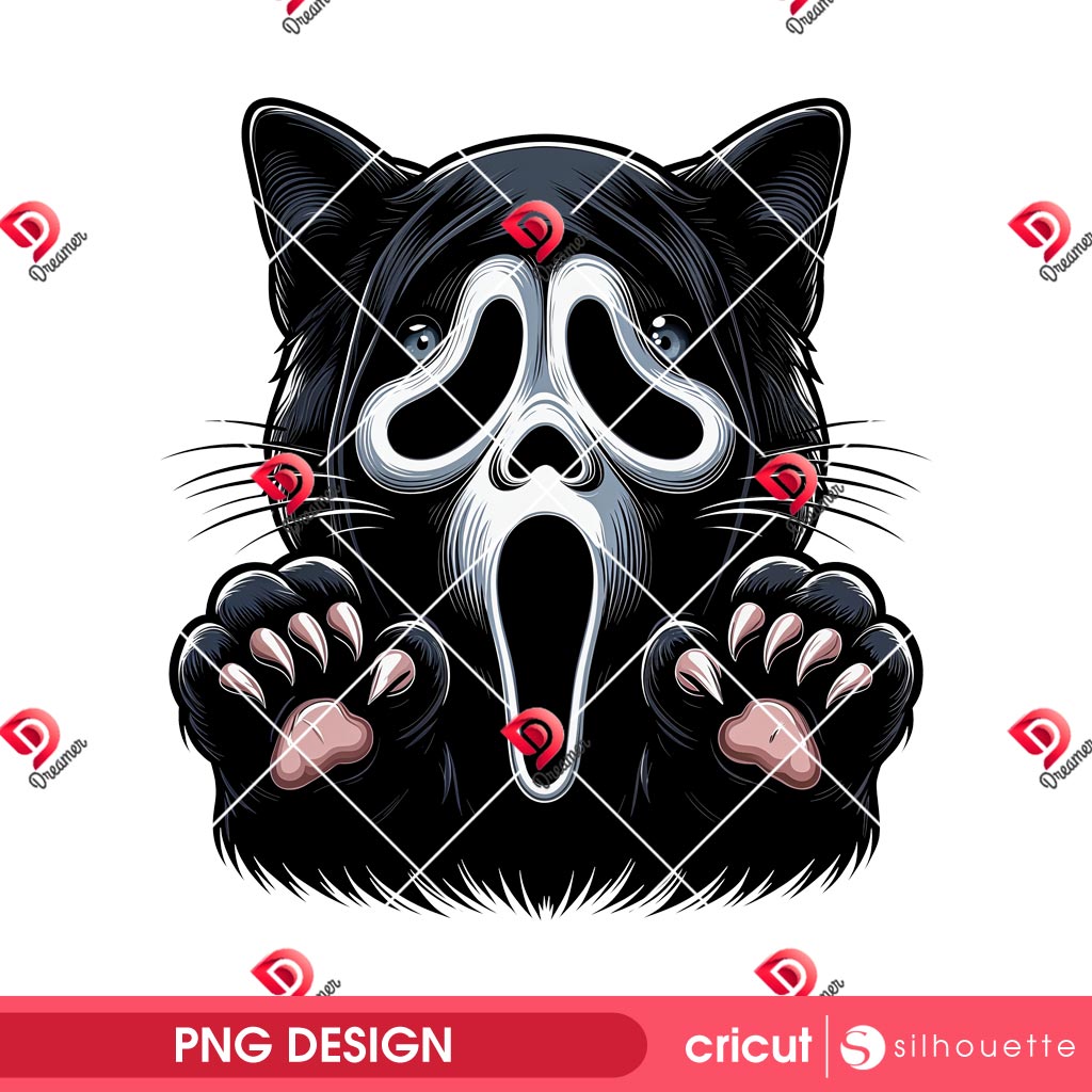 Black Cat Dressed Up As Ghostface PNG, Horror Ghostface Scream Black Cat PNG, Halloween 2025 PNG 1 Black Cat Dressed Up As Ghostface PNG, Horror Ghostface Scream Black Cat PNG, Halloween 2025 PNG