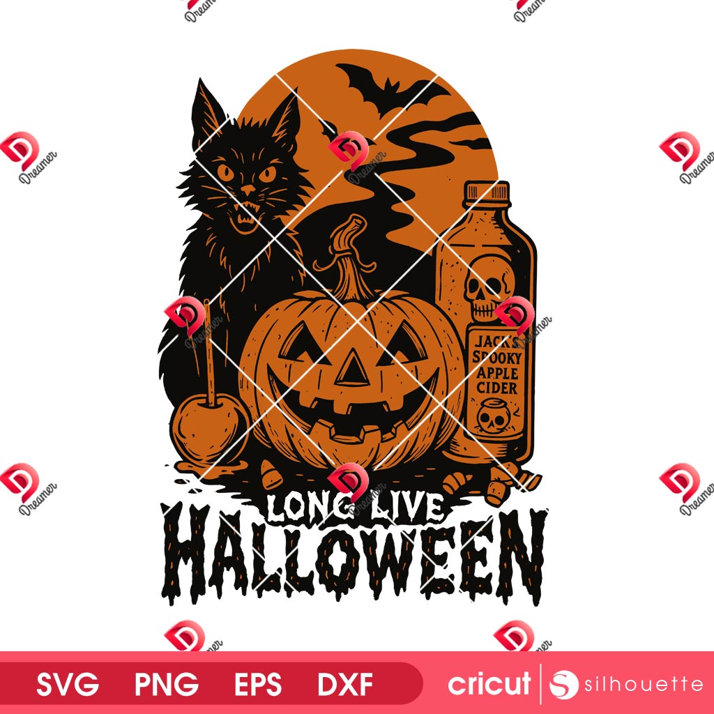 Black Cat Long Live Halloween SVG PNG, Spooky Pumpkin SVG PNG, Retro Halloween Black Cat And Pumpkin PNG SVG 1 Black Cat Long Live Halloween SVG PNG, Spooky Pumpkin SVG PNG, Retro Halloween Black Cat And Pumpkin PNG SVG