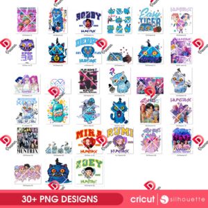 Bundle Huntrix Demon Hunters PNG, K-Pop Music Huntrix PNG Bundle