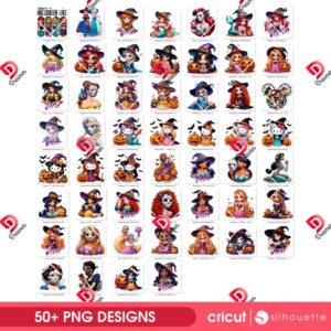 Bundle Princess Halloween PNG, Disney Princess Horror PNG Bundle, Halloween 2027 Disney Characters PNG