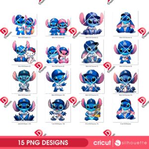 Bundle Stitch Dodgers PNG, Los Angeles Dodgers Stitch PNG, LA Baseball Dodgers Disney Stitch PNG Bundle