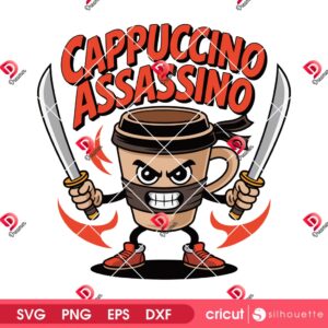 Cappuccino Assassino SVG PNG, Brainrot Character SVG PNG