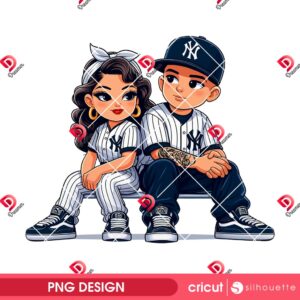 Chicano Couple New York Yankees PNG, Cute Chicana Sport Yankees MLB PNG, Chicano Baseball Couple NY Yankees PNG