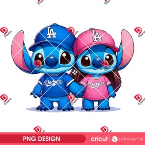 Couple Stitch LA Dodgers PNG, Stitch Baseball PNG, Disney Dodgers Lilo Stitch PNG