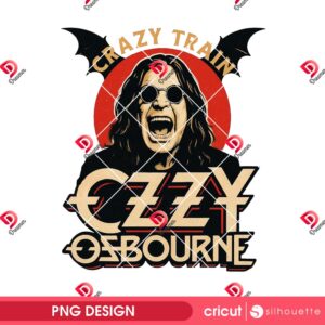 Crazy Train Ozzy Osbourne PNG, Ozzy Osbourne Tribute PNG Design, Darkness Legend Rock Band Retro Classic PNG