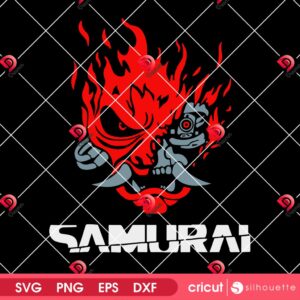Cyberpunk Samurai 2077 SVG PNG, Samurai Demon Mask SVG PNG