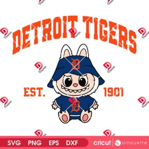 Detroit Tigers Labubu SVG PNG, Labubu Monster Baseball Tigers SVG PNG