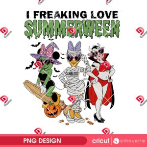 Disney Friends Halloween 2025 PNG, I Freaking Love Summerween PNG, Disney Summer Halloween PNG