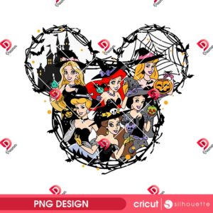 Disney Princess Halloween PNG, Princess Witches In Disney Mouse Ears PNG