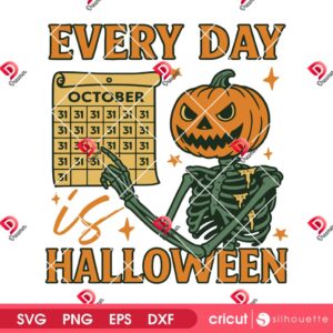 Every Day Is Halloween SVG PNG, Pumpkin Skeleton Halloween SVG PNG