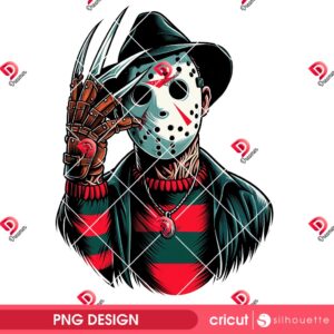 Freddy Wearing Jason Voorhees Mask PNG, Horror Killers Halloween PNG