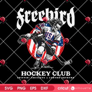 Freebird Hockey Club SVG PNG Design, Lynyrd Skynyrd Collab Patriotic Hockey PNG SVG