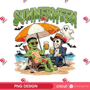 Funny Summerween PNG Design, Horror Killers Summer PNG, Halloween Horror Characters PNG