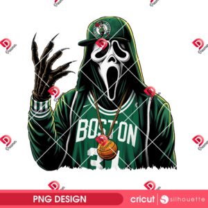 Ghostface Boston Celtics PNG, Horror Character Basketball Celtics PNG, Horror Friends NBA Sport PNG