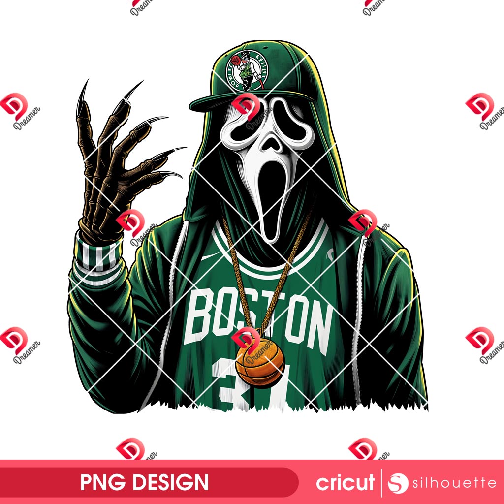 Ghostface Boston Celtics PNG, Horror Character Basketball Celtics PNG, Horror Friends NBA Sport PNG 1 Ghostface Boston Celtics PNG, Horror Character Basketball Celtics PNG, Horror Friends NBA Sport PNG