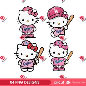 Bundle Pink Hello Kitty LA Dodgers PNG, Hello Kitty Baseball Dodgers PNG 9 Hello Kitty LA Dodgers Pink Uniforms PNG Bundle, Bundle Pink Dodgers Kitty PNG