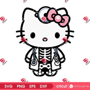 Hello Kitty Skeleton Doctor SVG PNG, Funny Doctor Halloween SVG PNG, Funny Hello Kitty Halloween SVG PNG
