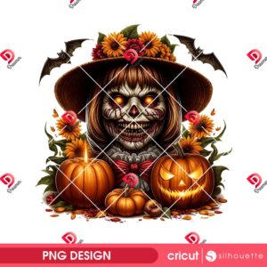 Horror Anabelle Pumpkin PNG, Horror Character Halloween 2025 PNG