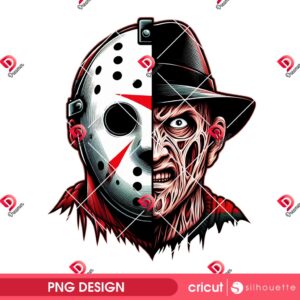 Horror Face Jason With Freddy PNG, Horror Friends Halloween 2025 PNG, Jason Voorhees X Freddy Krueger PNG
