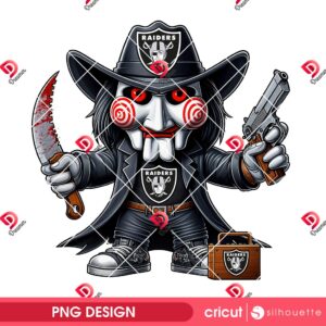 Horror Jigsaw Billy LV Raiders PNG, Billy The Puppet Las Vegas Raiders PNG, Horror Character NFL Football LV Raiders PNG