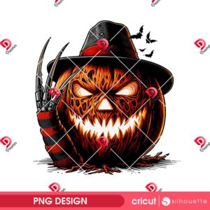 Horror Pumpkin Freddy PNG, Killer Freddy Krueger Pumpkin Halloween 2025 PNG