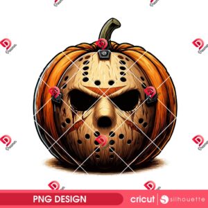 Horror Pumpkin Jason Voorhees Face PNG, Horror Friends Jason Halloween 2025 PNG