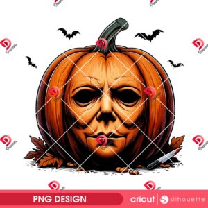 Horror Pumpkin Michael Myers Face PNG, Horror Friends Myers Halloween 2025 PNG