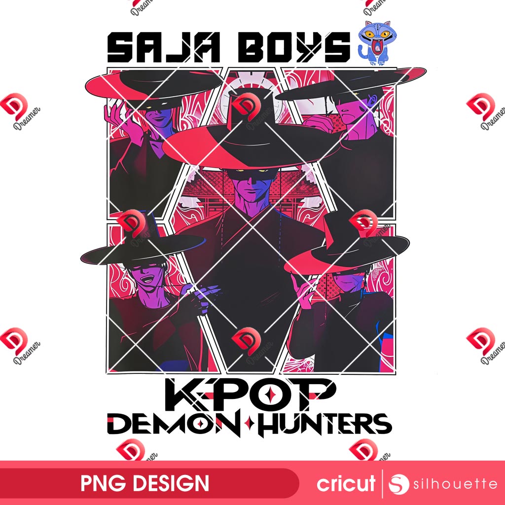 Huntrix Music Band PNG Design, Saja Boys Kpop Demon Hunters PNG Design 2 Huntrix Music Band PNG Design, Saja Boys Kpop Demon Hunters PNG Design