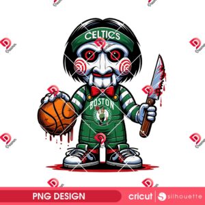 Jigsaw Boston Celtics PNG, Horror Billy The Puppet Basketball Celtics PNG, Horror Friends NBA Sport PNG