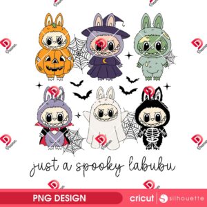 Just A Spooky Labubu Dolls Halloween PNG, Funny Monsters Summerween PNG