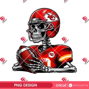 Kansas City Chiefs Skeleton Player PNG, Football KC Chiefs Skull Player PNG