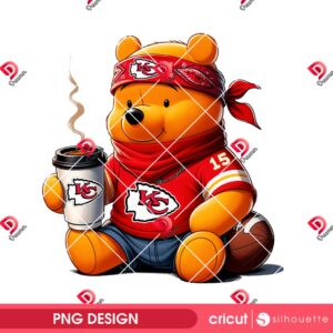 Kansas City Chiefs Winnie The Pooh PNG, Pooh Bear Coffee NFL Football KC Chiefs PNG